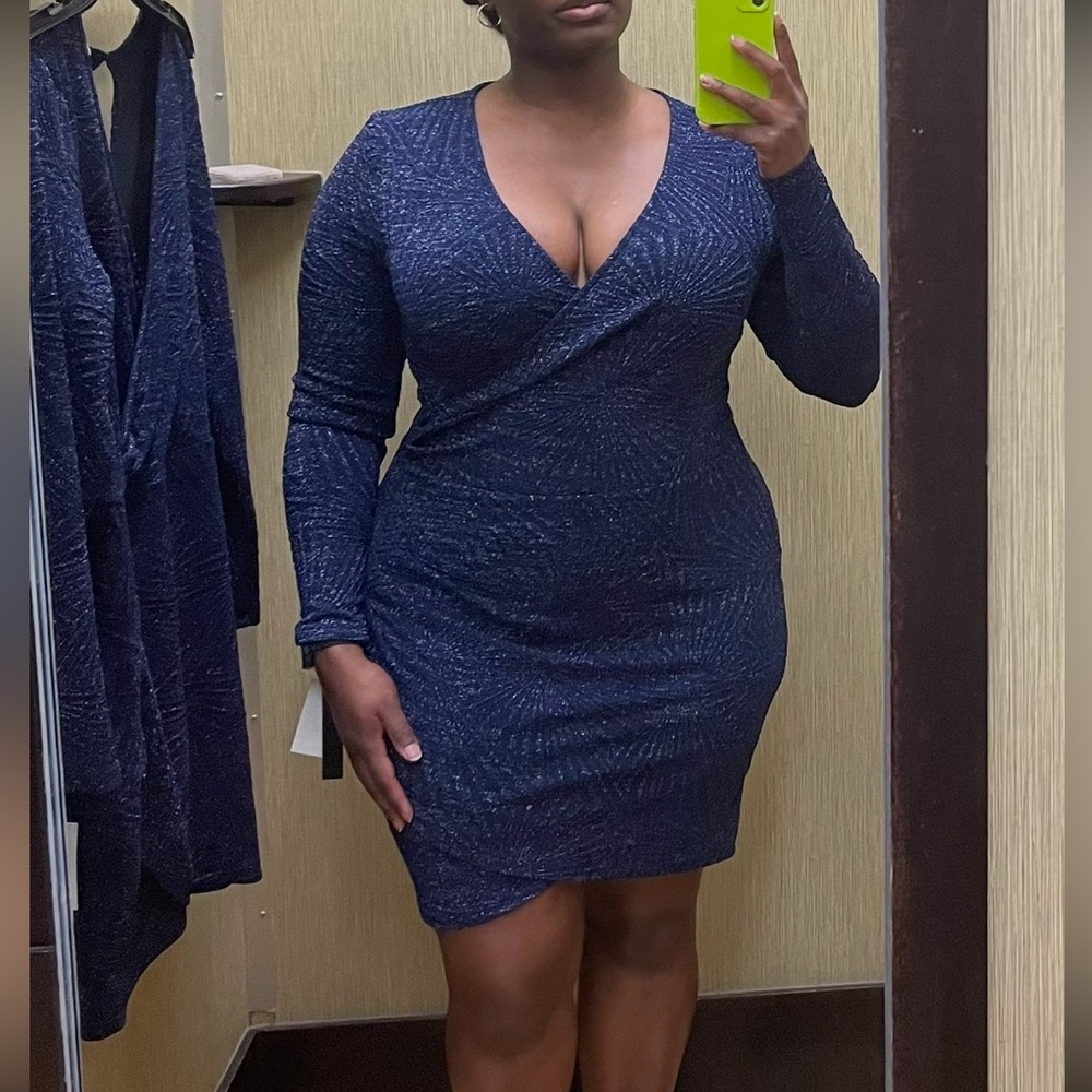 Speechless Midnight Blue Long Sleeve Dress